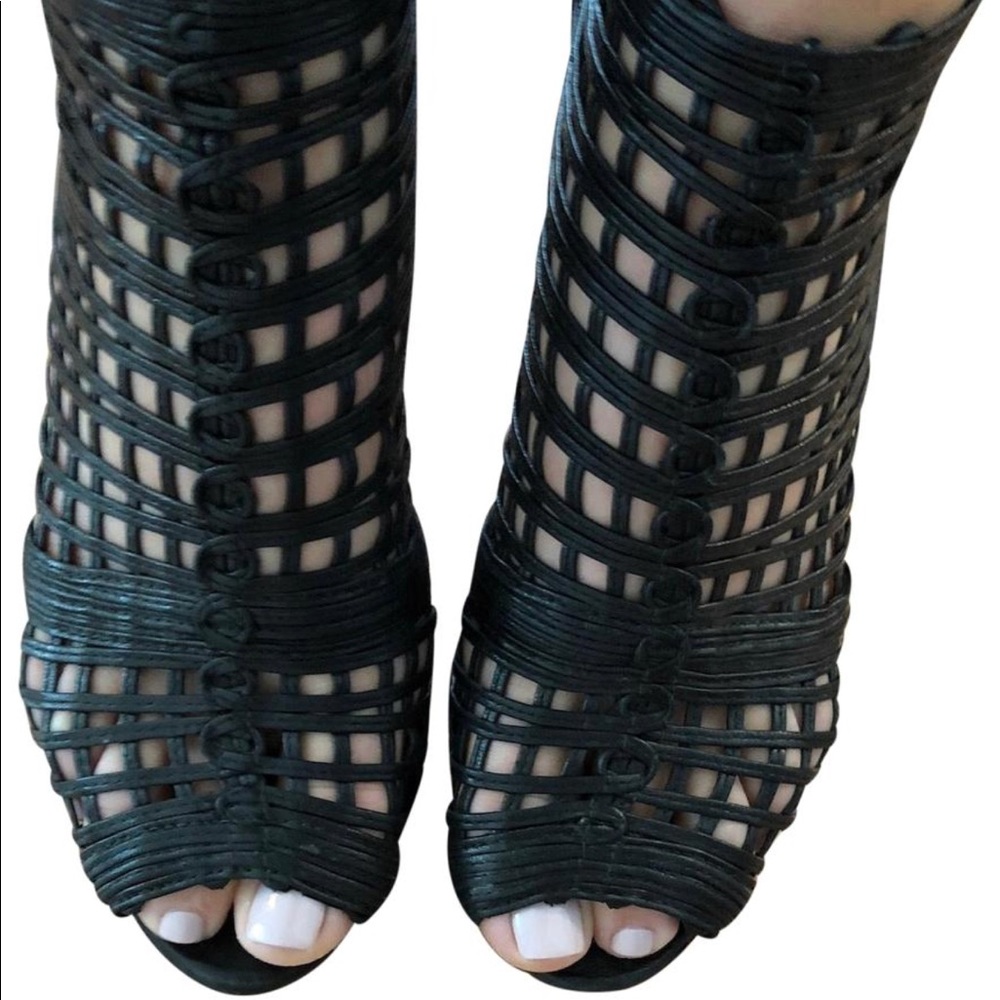 Stuart Weitzman Black Caged Stiletto